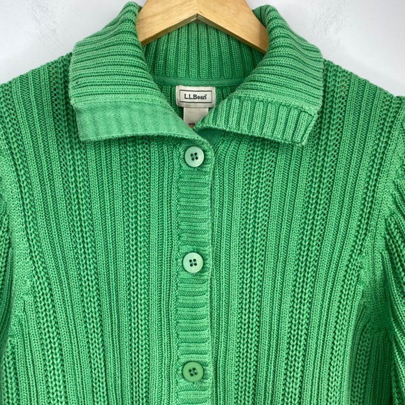 L.L. Bean Green Cardigan Sweater - Picture 2 of 8